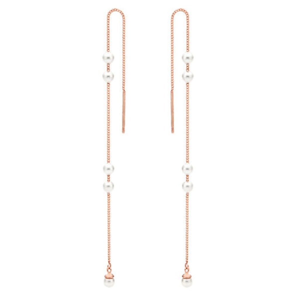 Freshwater Pearl 14k Or 18k Upon Request Rose Gold Threader Earrings 695$